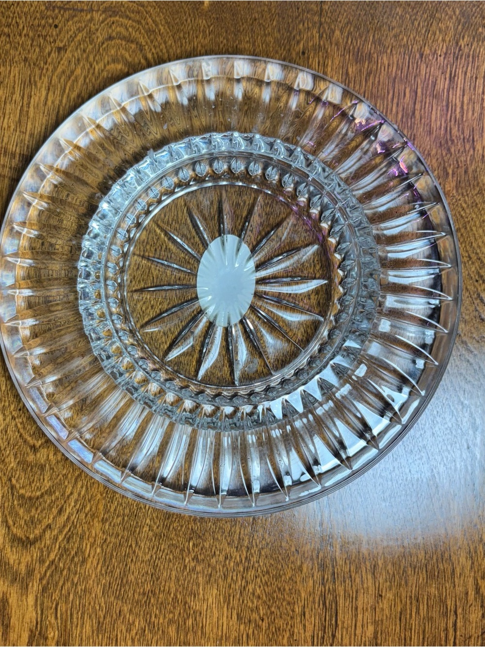 7’ flat Crystal pillar candle holder starburst pattern